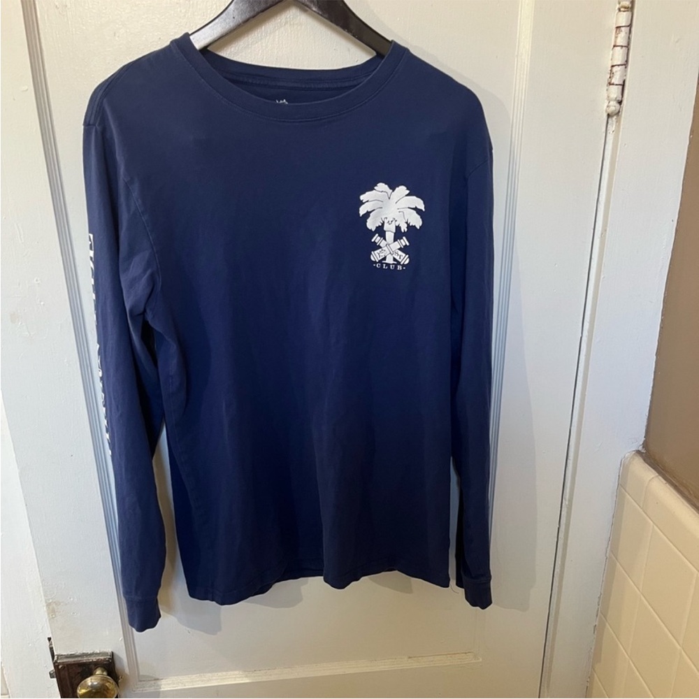 Southern Tide Blue Long Sleeve Tee with Palm Tree Logo